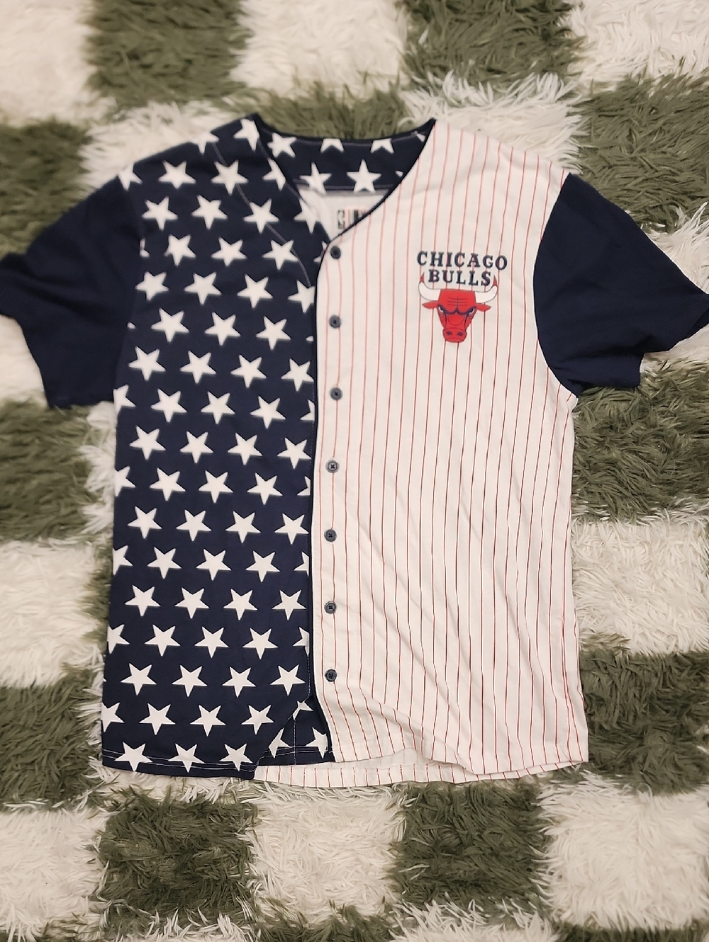 Chicago Bulls American Flag Baseball Jersey